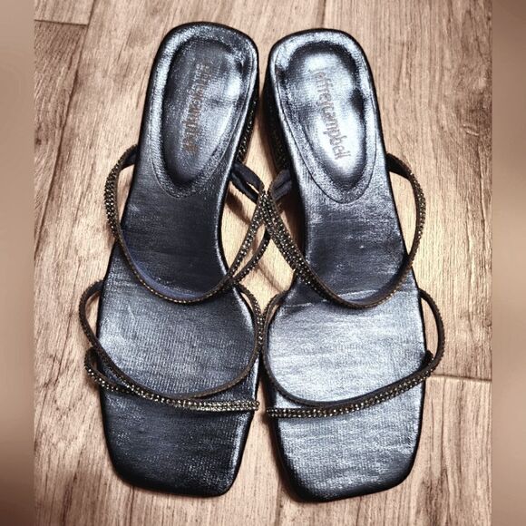 Jeffrey Campbell Sparkly Rhinestone   Kitten Heel Shoes Blue Size 6.5 - Picture 4 of 12